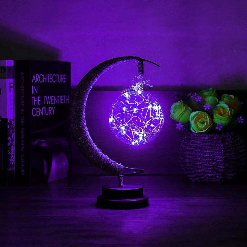 Led Moon Light Wrought Iron Ornament Light Star Shape Copper Wire Light Decorative Light USB Battery