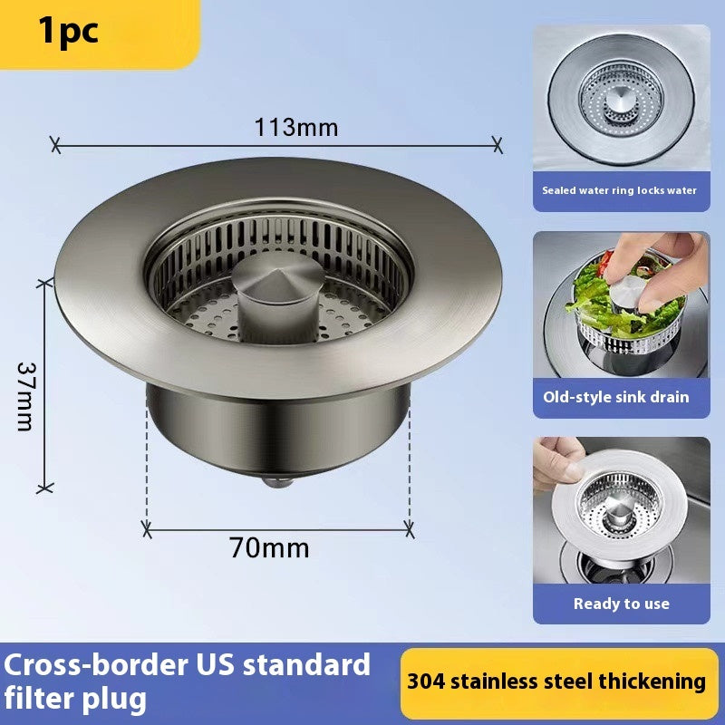 Stainless Steel Kitchen Bounce Core Sink Strainer Drain Cap