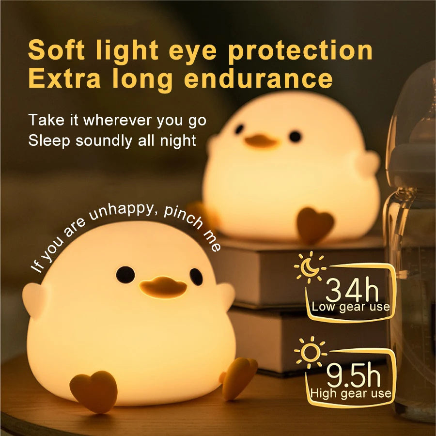 Doudou Duck Silicone Alarm Lamp Ambience Light Bedroom Bedside Lamp Usb Charging With Sleeping Night Light