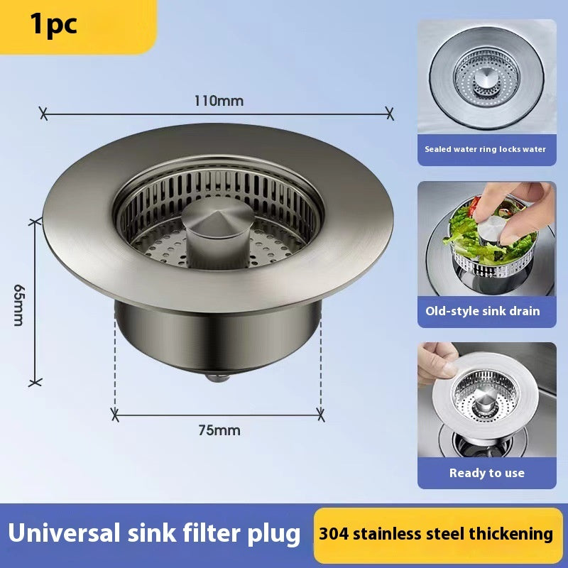 Stainless Steel Kitchen Bounce Core Sink Strainer Drain Cap