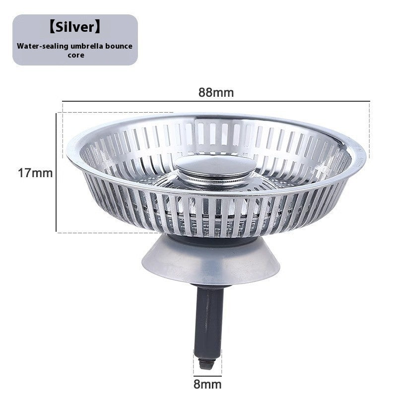 Stainless Steel Kitchen Bounce Core Sink Strainer Drain Cap