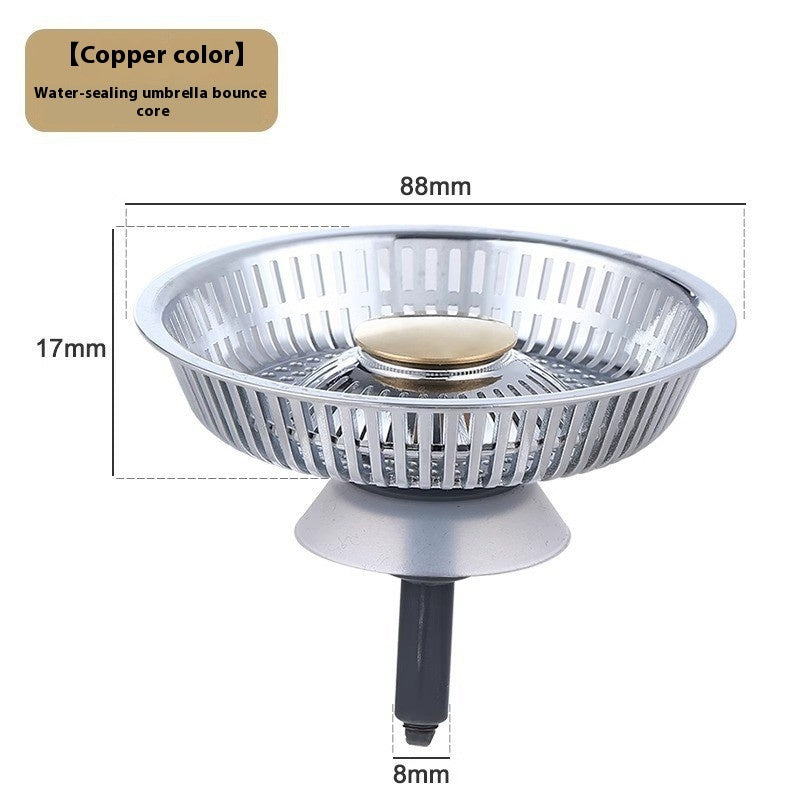 Stainless Steel Kitchen Bounce Core Sink Strainer Drain Cap