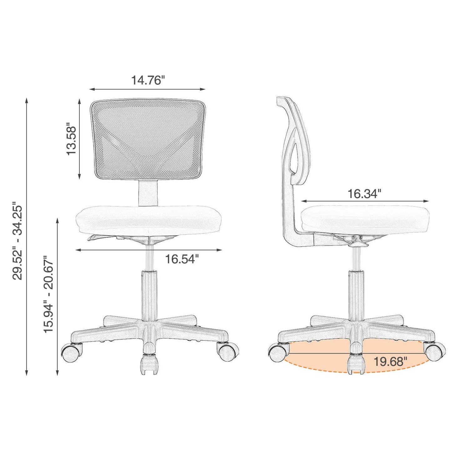 Low Back Mesh Armless Office Chair