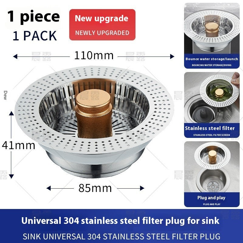 Stainless Steel Kitchen Bounce Core Sink Strainer Drain Cap