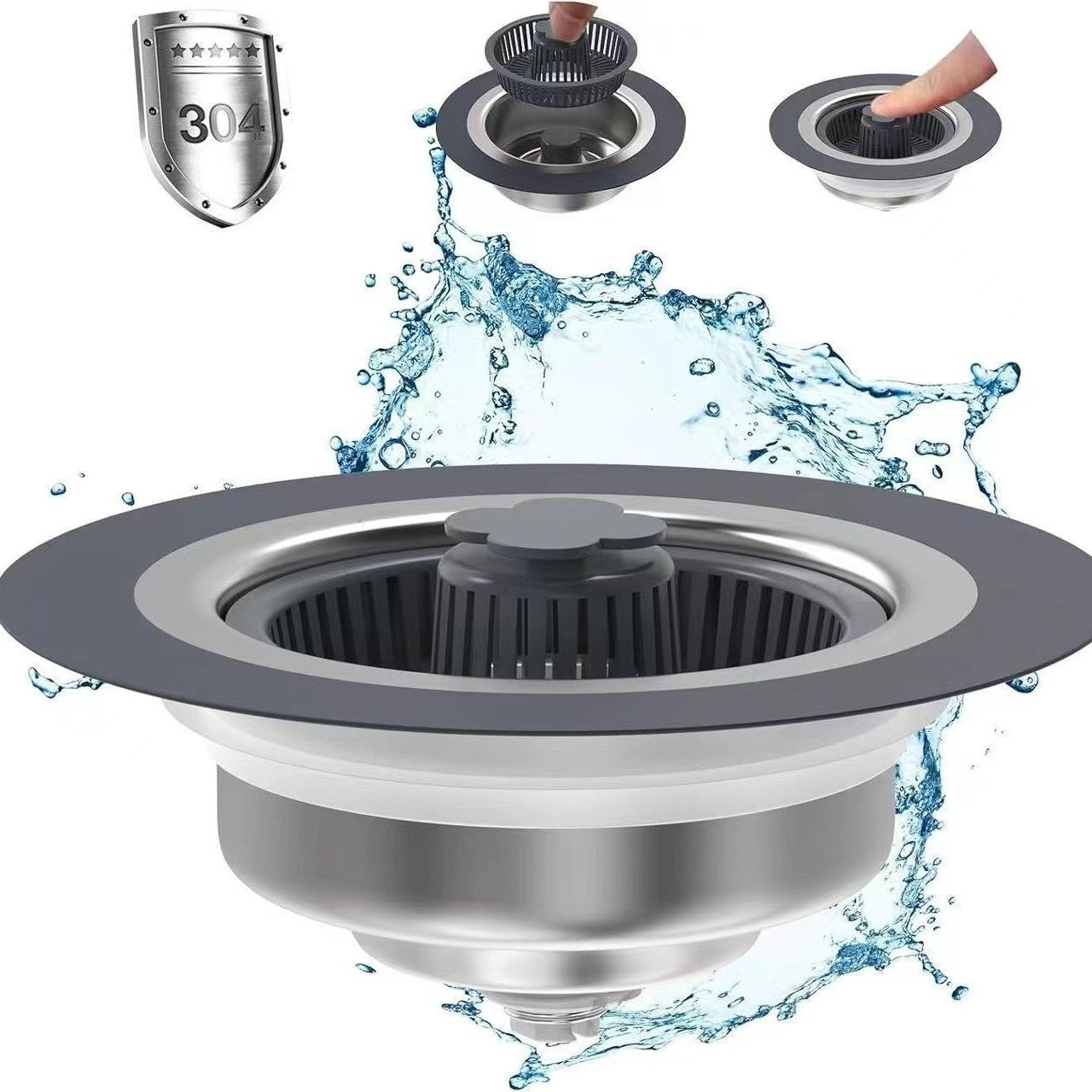 Stainless Steel Kitchen Bounce Core Sink Strainer Drain Cap