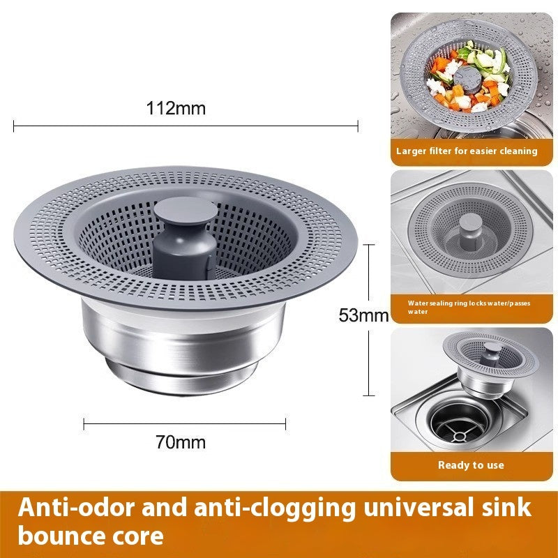 Stainless Steel Kitchen Bounce Core Sink Strainer Drain Cap